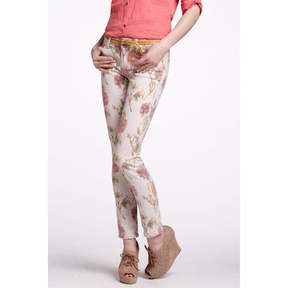 Pilcro Anthropologie Floral Ikat Stet Slim Jean Size 31. - Picture 1 of 8